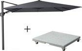 Bol.com Platinum Challenger T² zweefparasol 300x300 cm antraciet + Premium Salerno parasolvoet 90kg aanbieding