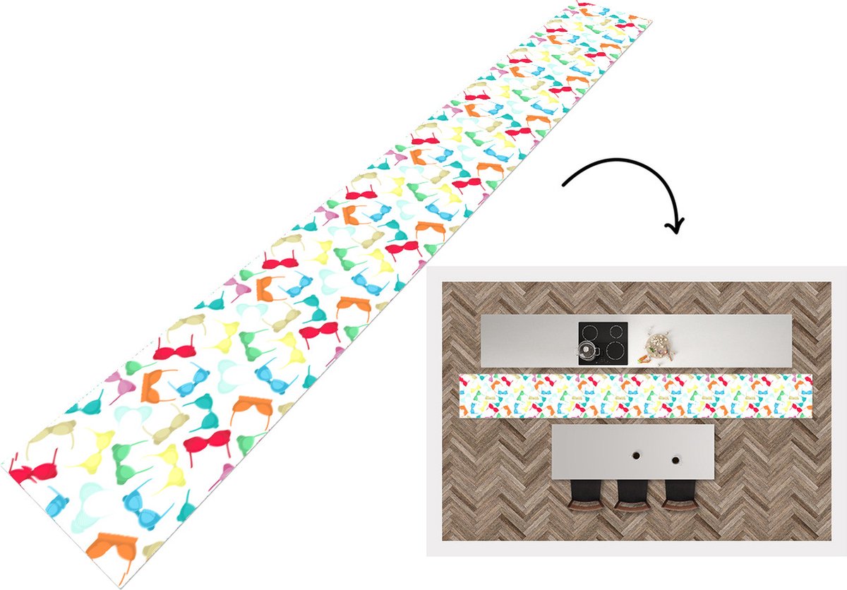 KitchenYeah Keukenloper - Keukenmat - Bh - Regenboog - Vrouwen - Patroon - Keuken vloerkleed multicolor, foto 2