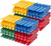 Wasknijpers set - 100 stuks - gekleurd - kunststof - 7 cm - was ophangen - Wasgoedknijpers