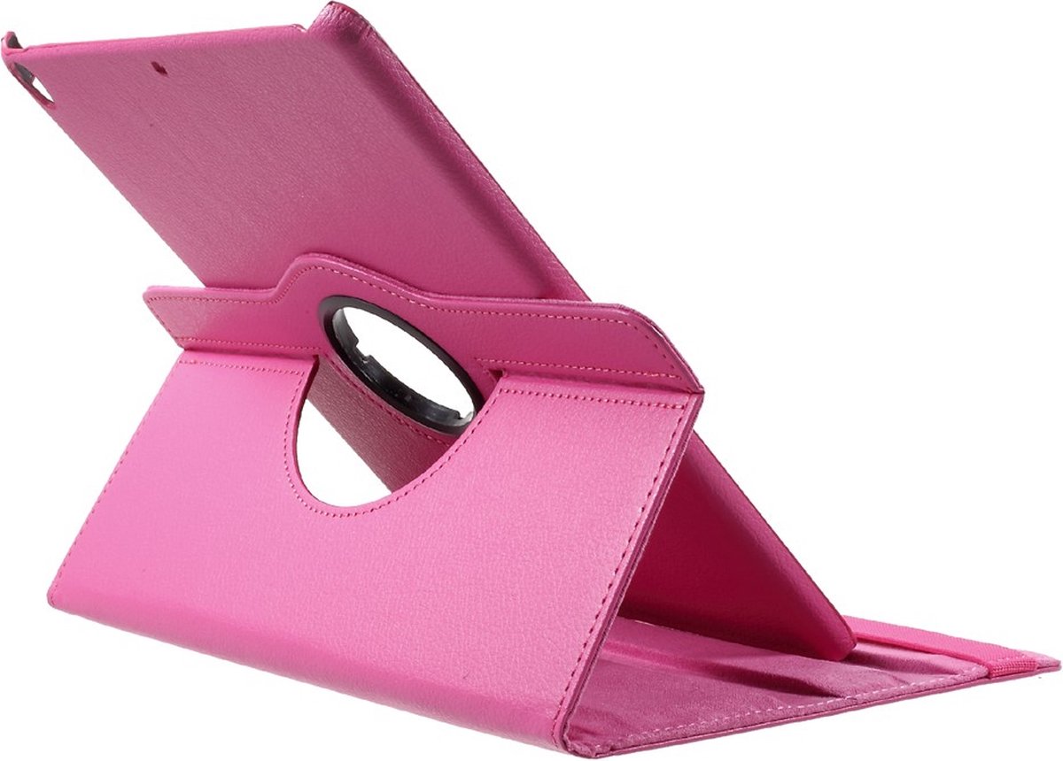 Peachy Lederen geschikt voor iPad Air 3 (2019) & iPad Pro 10.5 & iPad 10.2 inch draaibaar cover case - Roze Standaard