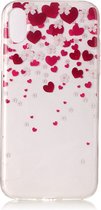Peachy Hartjes hoesje iPhone X XS roze rode case TPU doorzichtig