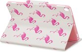 Peachy Wallet Portemonnee Hoes Case Kunstleer Natuur Vogel Flamingo voor iPad 10.2 - Roze