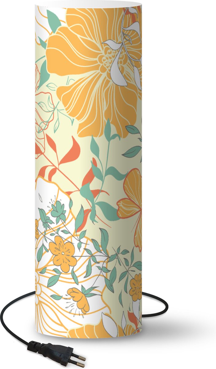 Lamp - Nachtlampje - Tafellamp slaapkamer - Bloemen - Patronen - Vlinders - 70 cm hoog - Ø22.3 cm - Inclusief LED lamp