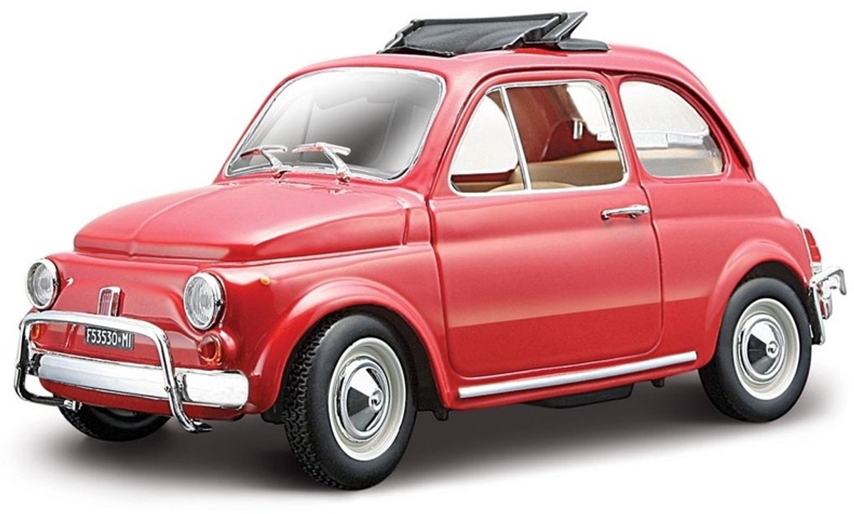 Modelauto Fiat 500 L 1968 rood 1:24 - speelgoed auto schaalmodel