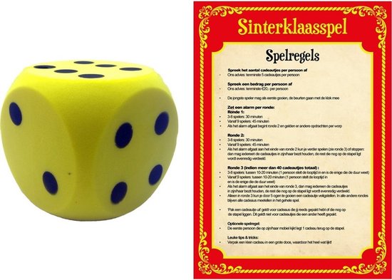 Sinterklaas spel met gele dobbelsteen - Pakjesavond Sinterklaasspel  dobbelstenen set |... | bol.com