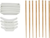 Bamboe/keramiek Sushi servies/serveerset voor 4 personen 12-delig - Sushi eetset