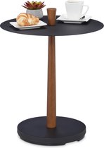 Relaxdays bijzettafel industrieel - salontafel zwart - koffietafel rond - bijzettafeltje
