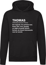 Thomas grappige Hoodie | verjaardag | cadeau | kado | Unisex | Trui | Sweater | Capuchon | Zwart