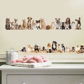 Muursticker katten en honden - Kinderkamer - Jongenskamer - meisjeskamer - Muurdecoratie - Wandsticker - Sticker Voor Kinderen 60×90CM
