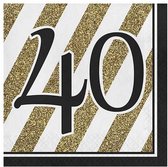 servetten 40 jr. 33 x 33 cm papier zwart/goud 16 st.