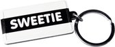 sleutelhanger Sweetie 13,5 x 4,5 cm staal zwart/wit