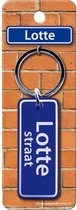 sleutelhanger straatnaam Lotte 9 cm staal blauw