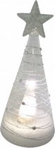 kerstglas Boom met ster led 23,5 cm glas transparant/wit