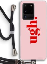 Case Company® - Samsung Galaxy S20 Ultra hoesje met Koord - Ugh - Telefoonhoesje met Zwart Koord - Bescherming aan alle Kanten en Over de Schermrand
