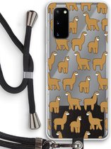 Case Company® - Samsung Galaxy S20 hoesje met Koord - Alpacas - Telefoonhoesje met Zwart Koord - Bescherming aan alle Kanten en Over de Schermrand