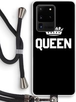 Case Company® - Samsung Galaxy S20 Ultra hoesje met Koord - Queen zwart - Telefoonhoesje met Zwart Koord - Bescherming aan alle Kanten en Over de Schermrand