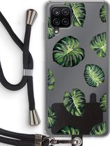 Case Company® - Samsung Galaxy A12 hoesje met Koord - Tropische bladeren - Telefoonhoesje met Zwart Koord - Bescherming aan alle Kanten en Over de Schermrand