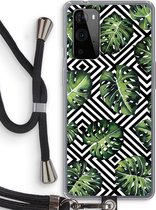 Case Company® - OnePlus 9 Pro hoesje met Koord - Geometrische jungle - Telefoonhoesje met Zwart Koord - Bescherming aan alle Kanten en Over de Schermrand