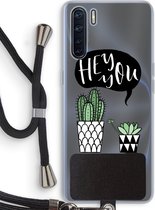 Case Company® - Oppo A91 hoesje met Koord - Hey you cactus - Telefoonhoesje met Zwart Koord - Bescherming aan alle Kanten en Over de Schermrand