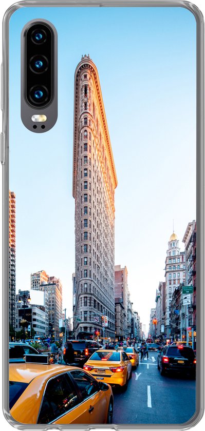 Telefoonhoesje Geschikt voor Huawei P30 hoesje - Druk verkeer rondom de Flatiron Building - Siliconen Telefoonhoesje Telefoonhoesje