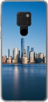 Geschikt voor Huawei P40 Lite hoesje - New York - Skyline - Blauw - Siliconen Telefoonhoesje