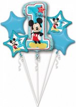 folieballonpakket Mickey's 1st Birthday blauw 5-delig