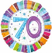 folieballon 70 jaar multicolor 15 cm