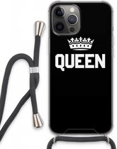 Case Company® - iPhone 13 Pro Max hoesje met Koord - Queen zwart - Telefoonhoesje met Zwart Koord - Extra Bescherming aan alle Kanten en Over de Schermrand