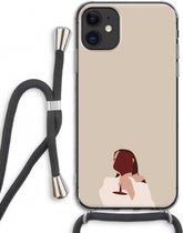 Case Company® - iPhone 11 hoesje met Koord - I drink wine - Telefoonhoesje met Zwart Koord - Extra Bescherming aan alle Kanten en Over de Schermrand