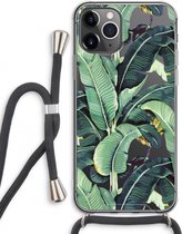 Case Company® - iPhone 11 Pro Max hoesje met Koord - Bananenbladeren - Telefoonhoesje met Zwart Koord - Extra Bescherming aan alle Kanten en Over de Schermrand