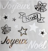 stickerset "Joyeux NoÃ«l" 28,5 x 30,5 cm wit/zilver 12-delig