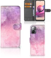 Telefoonhoesje Xiaomi Redmi Note 10/10T 5G | Poco M3 Pro Flipcase Pink Purple Paint