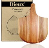 Dieux - Pelle à pizza de Luxe - Bois d'acacia - Avec coupe-pizza - BBQ et four - Ustensiles de cuisine - Couteau à pizza - Planche à boissons - Planche de service