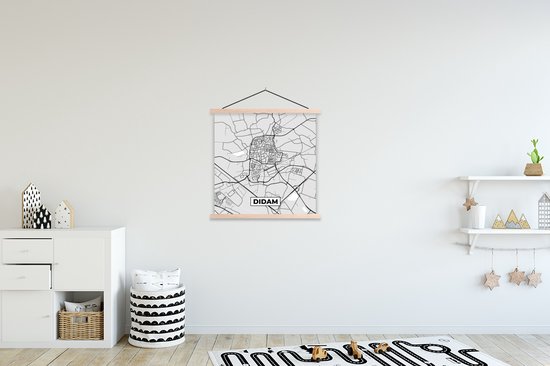 Porte-affiche avec affiche - Affiche scolaire - Didam - Carte - Carte - Plan de la ville - 90x90 cm - lattes vierges