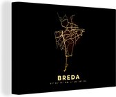 Canvas Schilderij Breda - Stadskaart - Plattegrond - Kaart - Nederland - 90x60 cm - Wanddecoratie