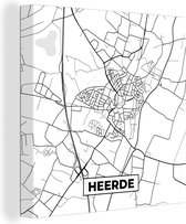 Canvas Schilderij Heerde - Stadskaart - Zwart Wit - Plattegrond - Kaart - Nederland - 50x50 cm - Wanddecoratie