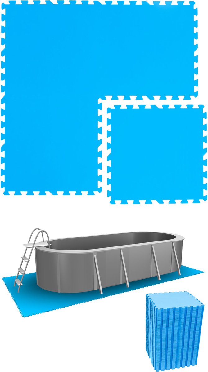 16.8 m² poolmat - 72 EVA schuim matten 50x50 outdoor poolpad - ondermatten set