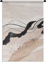 Wandkleed - Wanddoek - Waterverf - Abstract - Zwart - 120x180 cm - Wandtapijt