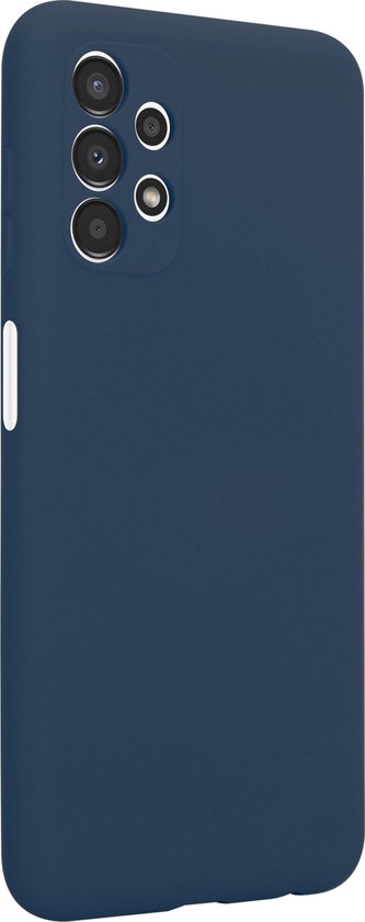 Donkerblauw siliconen telefoonhoesje met matte afwerking, voor een Samsung A13.