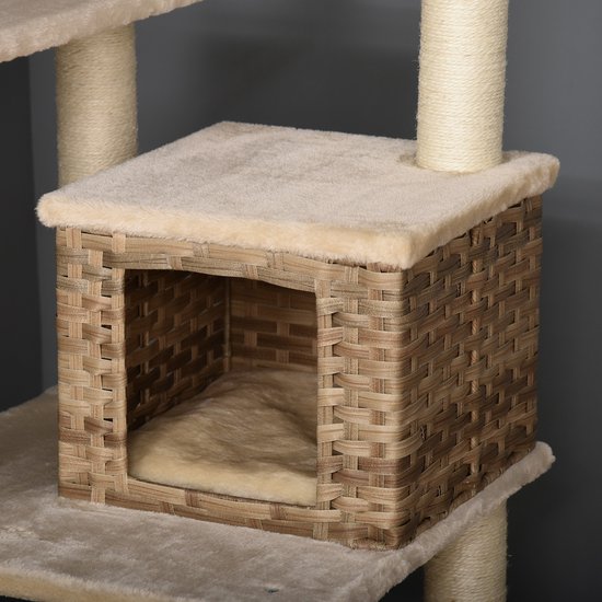 PawHut Krabpaal 72 cm Kattentoren met Pluche Ballen, Sisalpalen