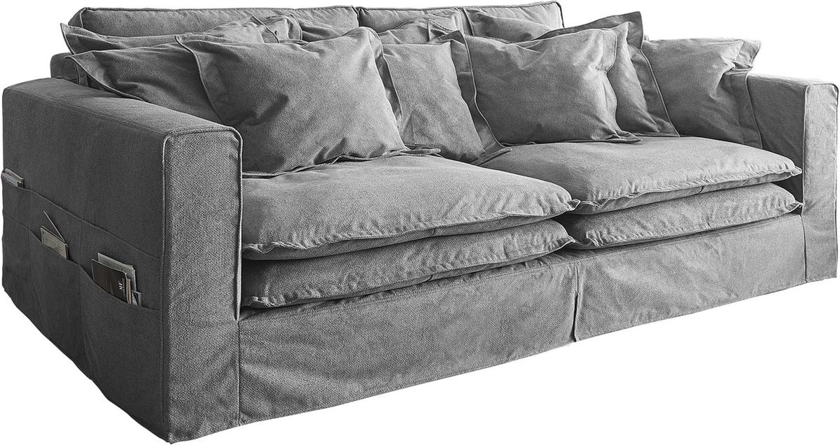 Canapé-à-enfiler Noelia 240x140 cm Taupe avec coussins Grand canapé