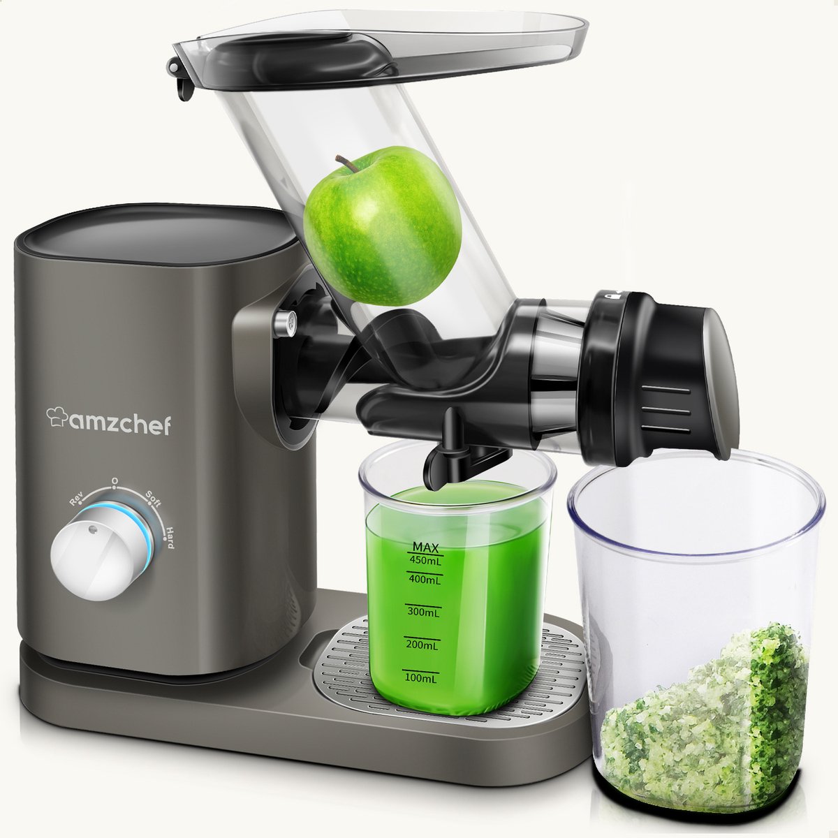 Amzchef Slowjuicer ZM1507 Voor Groente en Fruitsap Horizontale