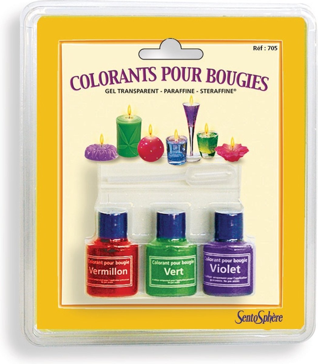 Colorants bougies violet vert vermillon