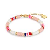 Twice As Nice High fashion armband, fimo parels, roze, wit  18 cm