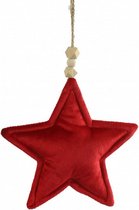kersthanger ster Etty 15,5 x 17 cm katoen rood
