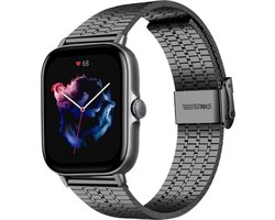 Strap-it Luxe roestvrij stalen smartwatch band - geschikt voor Xiaomi Amazfit GTS 1-2-3-4 - Mini / Bip / Bip S / Bip Lite / Bip U Pro / Amazfit GTR 42mm - zwart