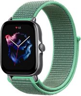 Nylon Smartwatch bandje - Geschikt voor  Amazfit GTS 3 nylon bandje - mint - Strap-it Horlogeband / Polsband / Armband