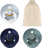 Bibs fopspeen | Met Speenzakje - maat 1 0-6 maanden - 3 stuks - baby blue glow in the dark - deep space - island sea