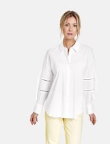 TAIFUN Dames Katoenen blouse met ballonmouwen Weiß-46