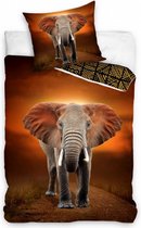 dekbedovertrek Elephant 140 x 200/70 cm katoen bruin